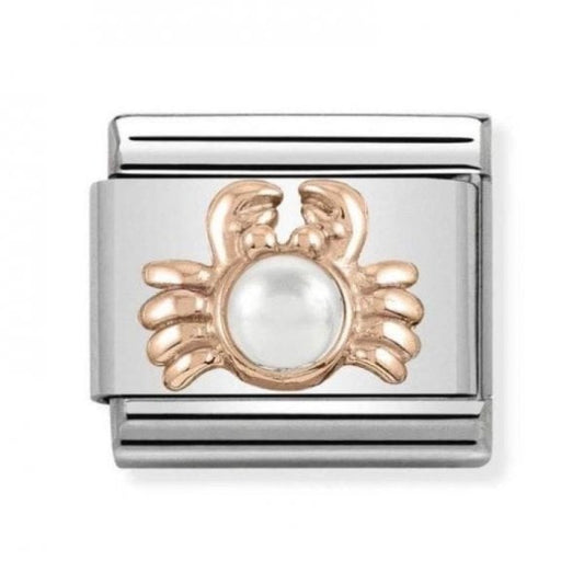 Rose Gold & White Mother of Pearl Crab Charm