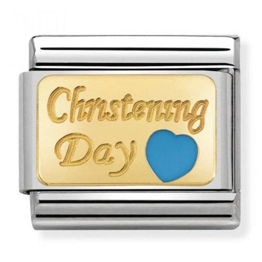 Gold and Light Blue Christening Day Charm