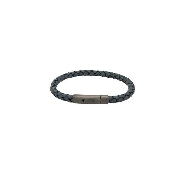 Gents Blue Leather Bracelet 21cm