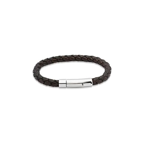 Gents Dark Brown Leather Bracelet 23cm