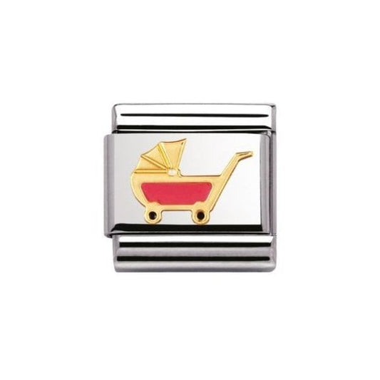 Gold Pink Pram Charm
