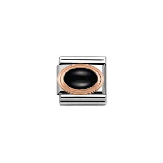 Rose Gold Black Agate Charm