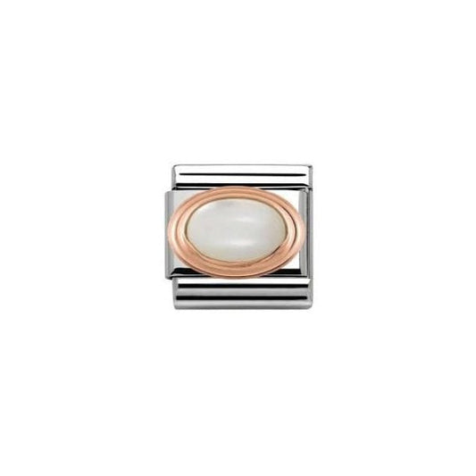 Classic Rose Gold Precious Stone Oval Mother Of Pearl Charm