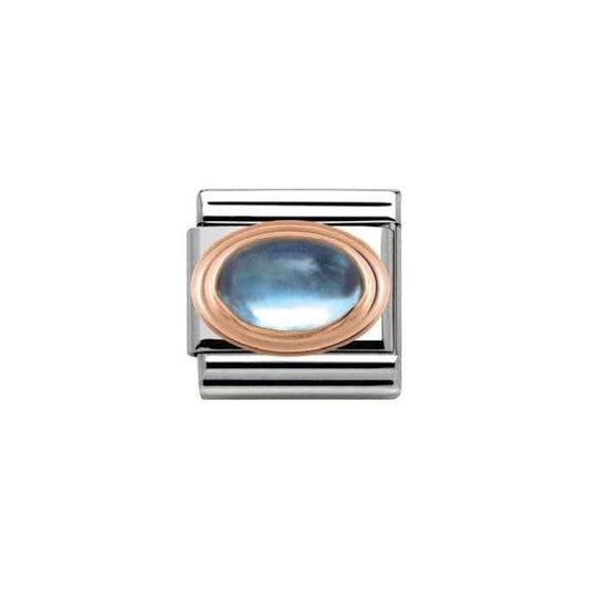 Classic Rose Gold Blue Topaz Charm