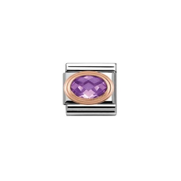 Classic Rose Gold Purple Faceted Cubic Zirconia Charm