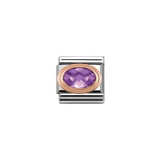 Classic Rose Gold Purple Faceted Cubic Zirconia Charm