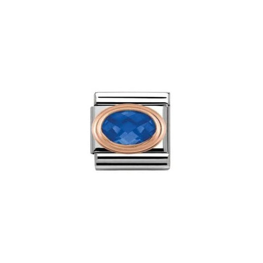 Classic Rose Gold Blue Faceted Cubic Zirconia Charm