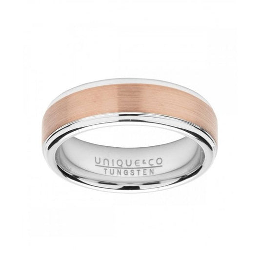 Gents Tungsten Ring Rose IP Plating - Size 64