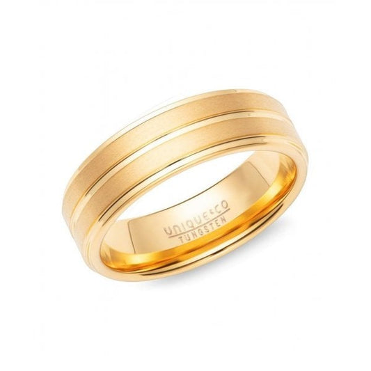 Gents Tungsten Gold Plated Ring 7mm - Size 64