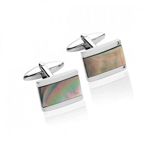 Gents Stainless Steel Mother of Pearl Cufflinks