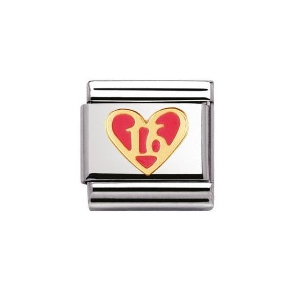 Gold Pink Heart Sweet 16 Charm