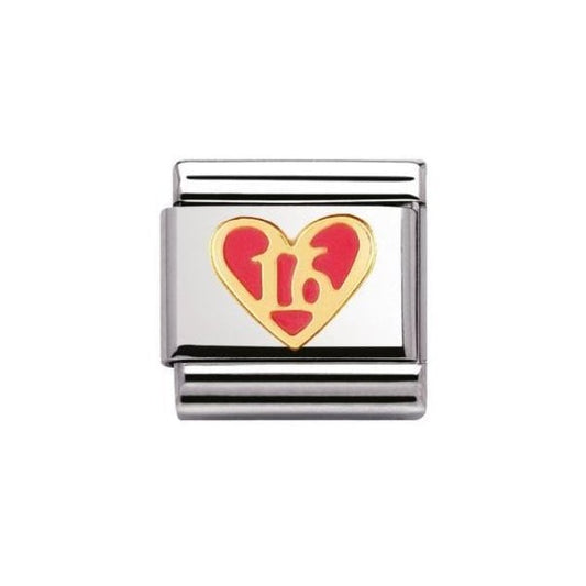 Gold Pink Heart Sweet 16 Charm