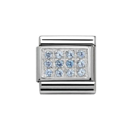 Silver and Light Blue CZ Charm