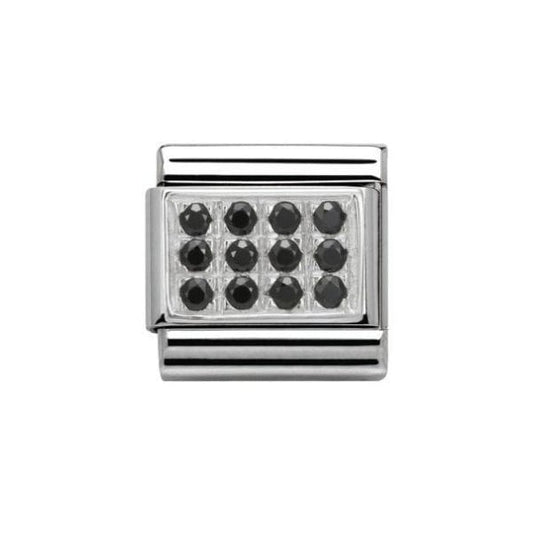 Silver and Black CZ Charm