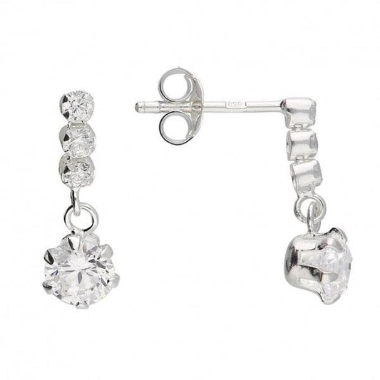 Sterling Silver Earrings - Multi CZ Drop Stud