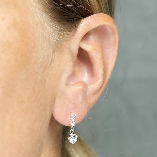 Sterling Silver Earrings - Multi CZ Drop Stud