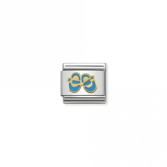 Gold Light Blue Baby Shoes Charm