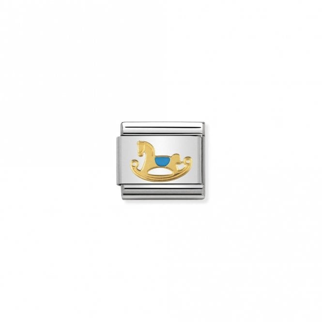 Gold and Blue Rocking Horse Charm