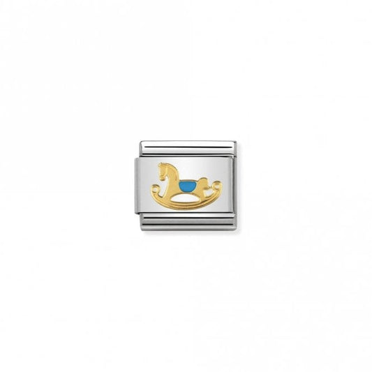 Gold and Blue Rocking Horse Charm