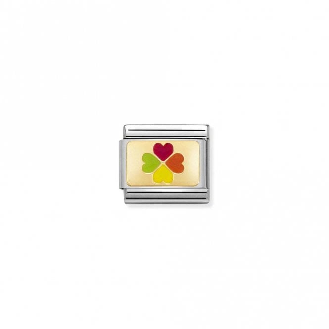 Gold Rainbow Four-Leaf Clover Charm