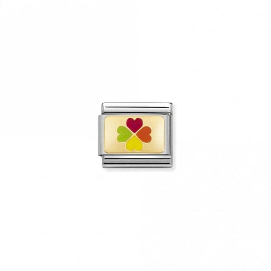 Gold Rainbow Four-Leaf Clover Charm