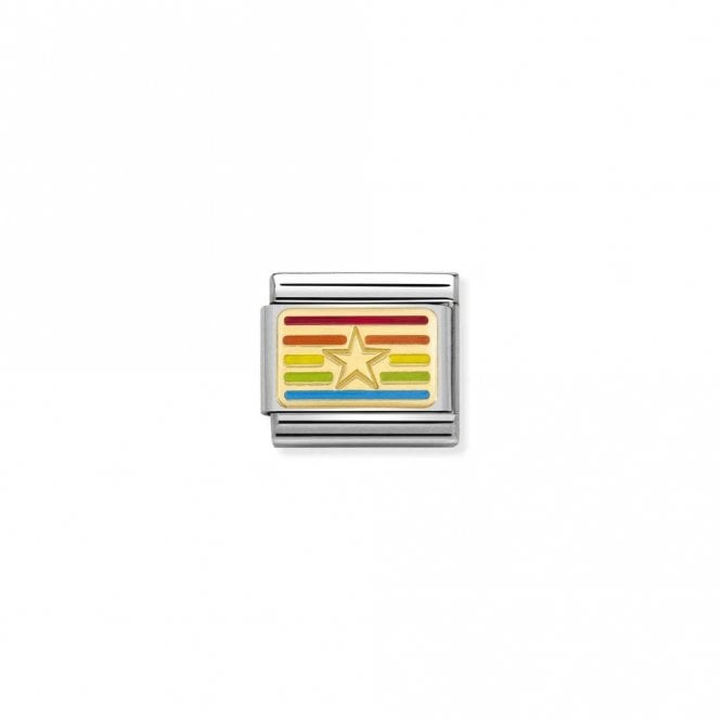Gold Rainbow Star Flag Charm