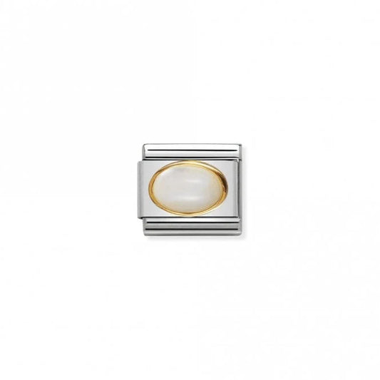 Composable Classic Oval Hard Stones 18k Mother Of Pearl Charm