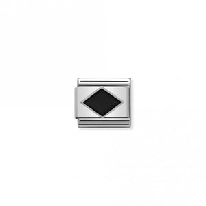 Composable Silver Black Rhombus Charm