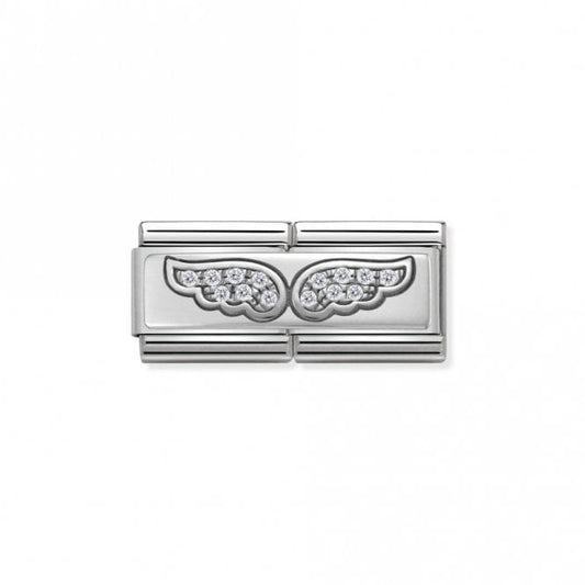 Silver Double Angel Wings Charm