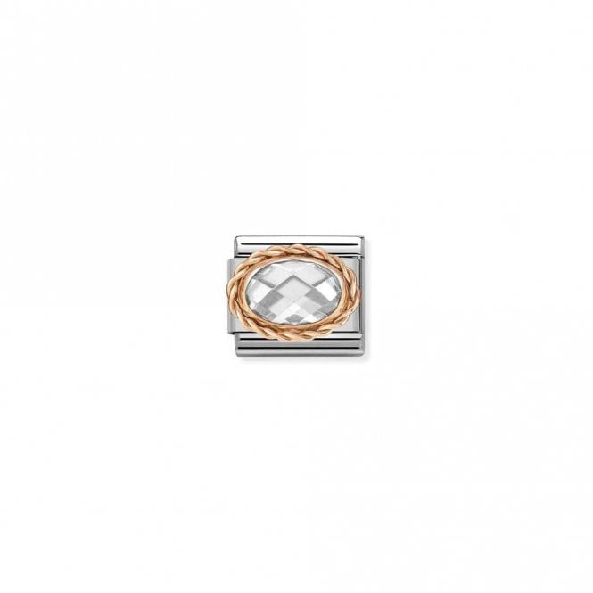 Classic Rose Gold and Facetted White CZ Charm