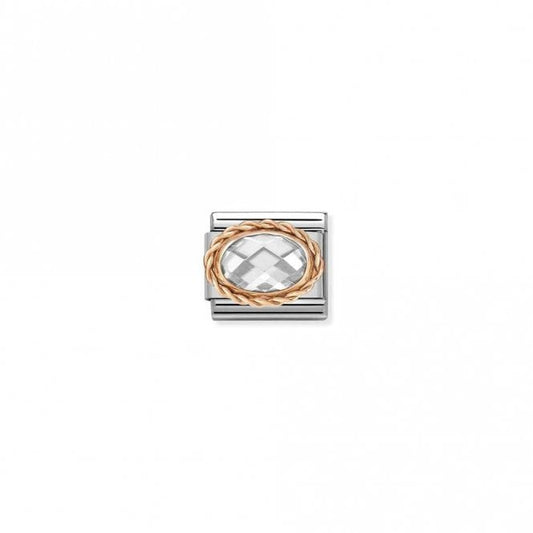 Classic Rose Gold and Facetted White CZ Charm