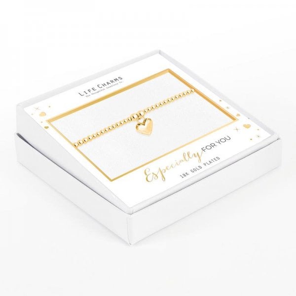 Polished puffed heart bracelet in gold