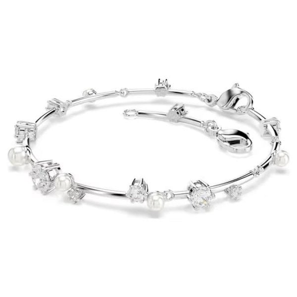 Constella Tennis bracelet, Crystal pearl, Rhodium