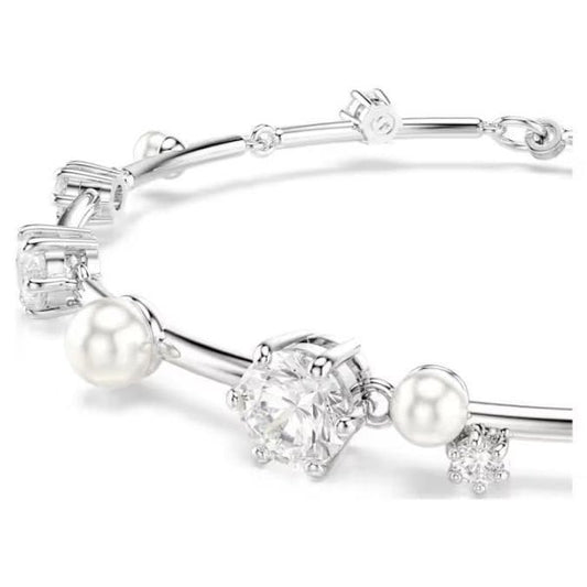 Constella Tennis bracelet, Crystal pearl, Rhodium