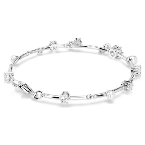 Constella Tennis bracelet, Crystal pearl, Rhodium