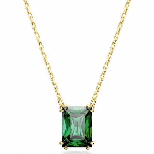 Matrix pendant, Rectangular cut, Green, Gold-tone