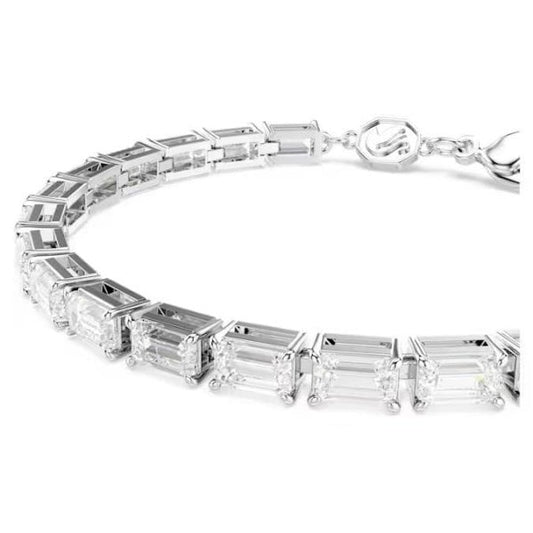 Matrix Tennis bracelet, Baguette, White, Rhodium