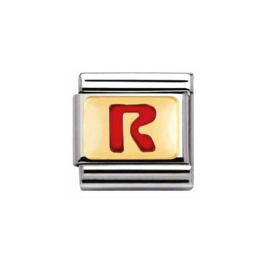Gold Red Anamel 'R' Charm