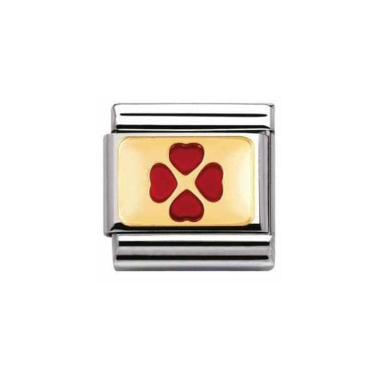 Gold and Red 4 Leaf Clover Charm