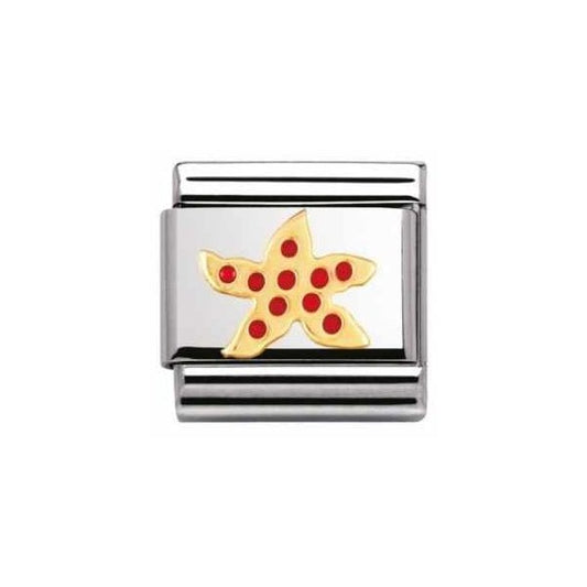 Gold and Red Starfish Charm