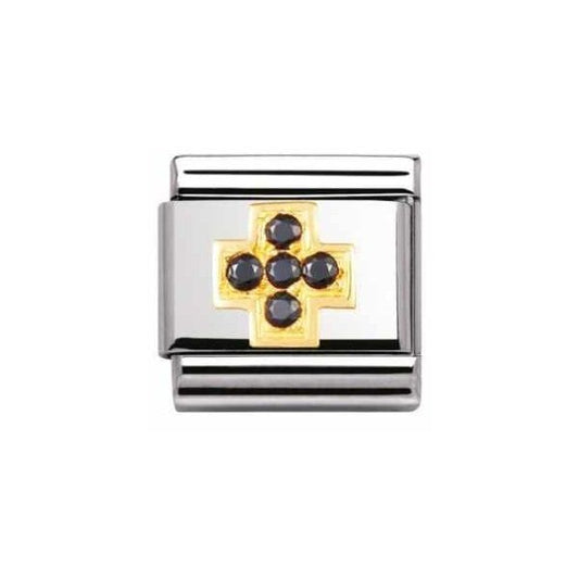 Gold and Black Cross Charm