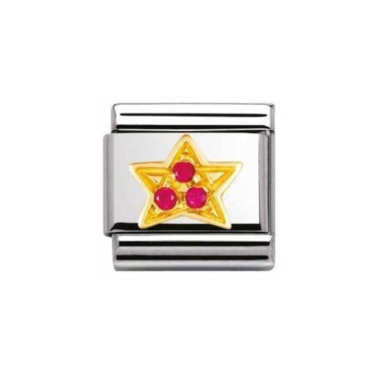 Classic Gold CZ Red Star Charm