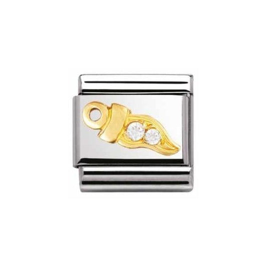 White Horn with CZ Gold Charm