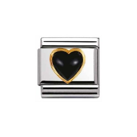 Black Agate Heart Charm
