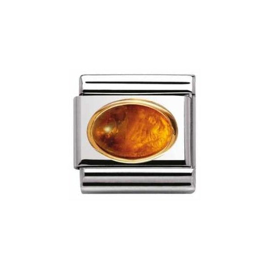 Gold Amber Oval Charm