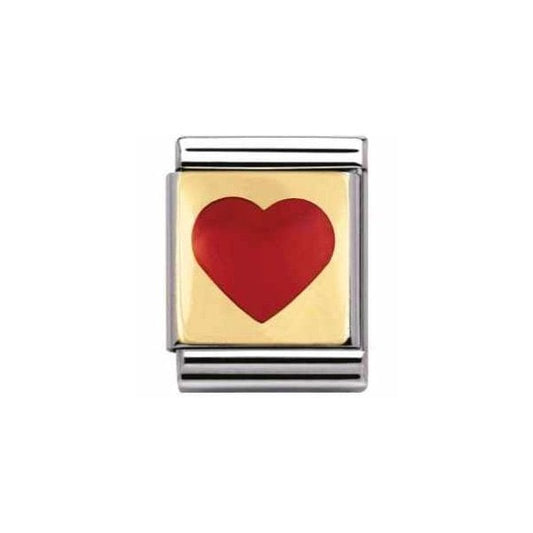 Gold Red Heart Charm