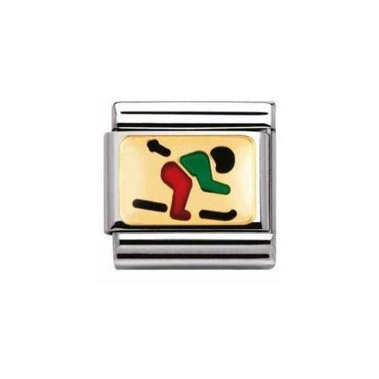 Classic Gold and Enamel Skiing Charm