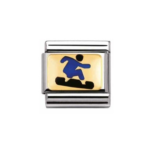 Gold Blue Snowboarder Charm