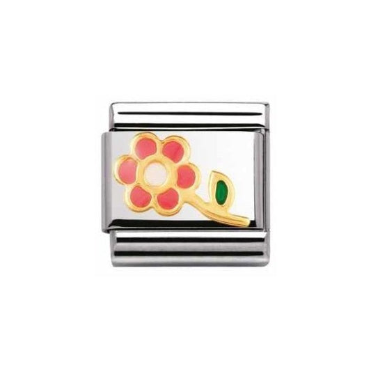 Pink Flower with Stem Charm