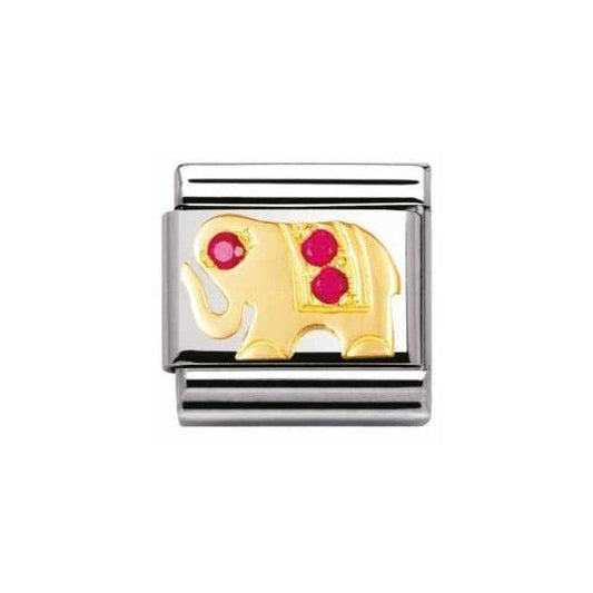 Gold and Red Elephant Charm